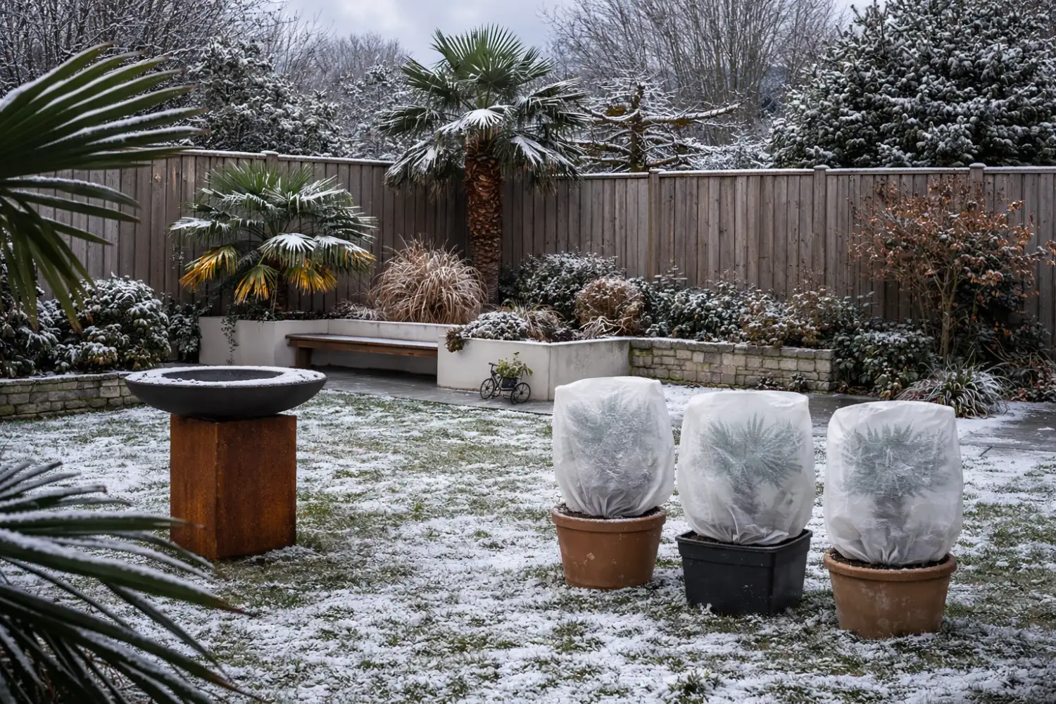 Jonge planten vragen bij koude winters en sneeuw nog wat bescherming.